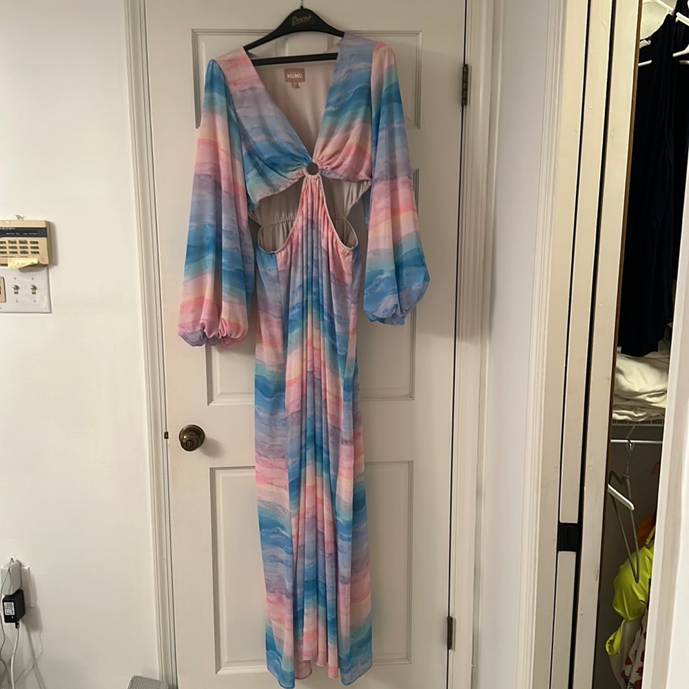 Rainbow cutout maxi dress